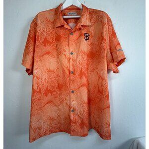 Tommy Bahama Mens SF Giants Hawaiian Shirt XXL Orange Leaf Print Button-Up NWOT